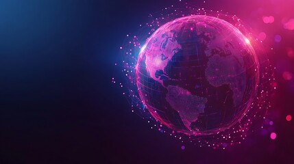 Canvas Print - Futuristic digital globe with glowing network connections.