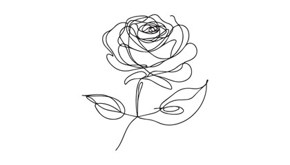 Wall Mural - Continuous one single minimal line drawing rose 