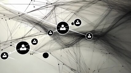 Network connection, digital abstract background, people icons, global communication, website banner