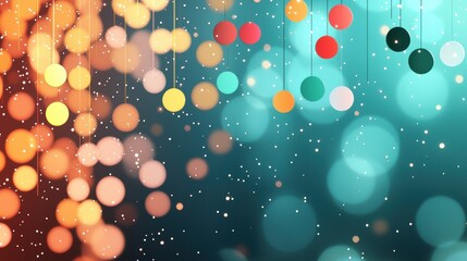 Wall Mural - A vibrant mix of red, orange, yellow, and green bokeh lights evoking a festive and cheerful ambiance, ideal for holiday or celebration themed imagery.