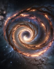 Wall Mural - stunning close-up of hook galaxy with swirling spiral arms of stars and gas, cosmic, astronomy, cosm