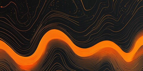 Wall Mural - abstract wavy lines create a dynamic and vibrant pattern in shades of orange and black representing 