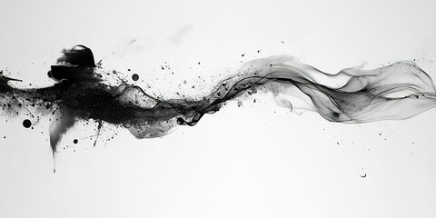 Wall Mural - dynamic black and gray abstract design flowing across a white background