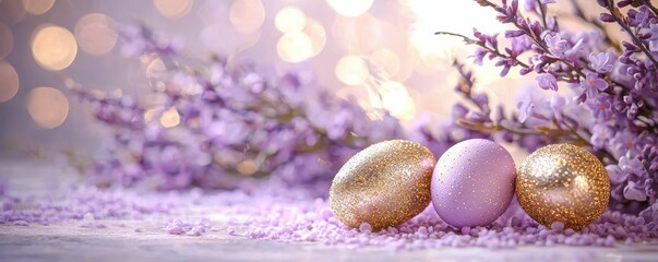 Wall Mural - Lavender Easter Eggs Artistic Composition