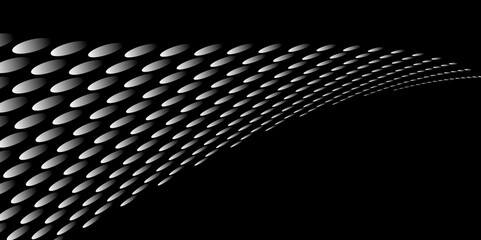 Wall Mural - Black and white Monochrome Halftone Pattern Background with Dotted Circles. Spiraling dots radiating from the center, evoking a sense of modern elegance. pattern metal grid background. Illustration.