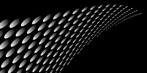 Wall Mural - Black and white Monochrome Halftone Pattern Background with Dotted Circles. Spiraling dots radiating from the center, evoking a sense of modern elegance. pattern metal grid background. Illustration.