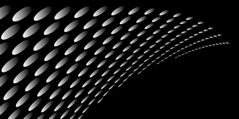 Wall Mural - Black and white Monochrome Halftone Pattern Background with Dotted Circles. Spiraling dots radiating from the center, evoking a sense of modern elegance. pattern metal grid background. Illustration.