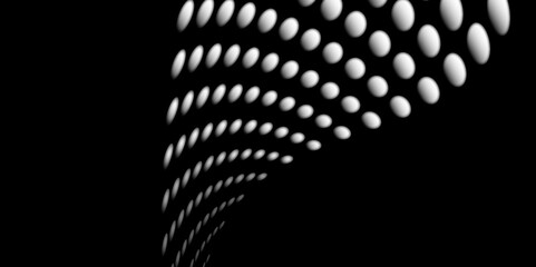Wall Mural - Black and white Monochrome Halftone Pattern Background with Dotted Circles. Spiraling dots radiating from the center, evoking a sense of modern elegance. pattern metal grid background. Illustration.