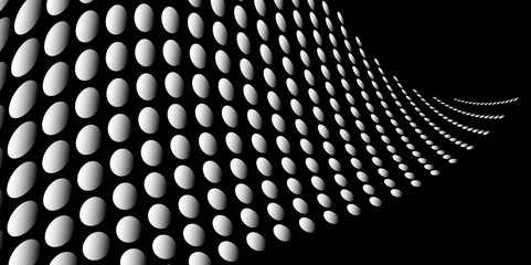 Wall Mural - Black and white Monochrome Halftone Pattern Background with Dotted Circles. Spiraling dots radiating from the center, evoking a sense of modern elegance. pattern metal grid background. Illustration.