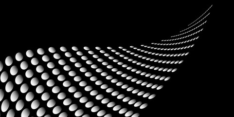 Wall Mural - Black and white Monochrome Halftone Pattern Background with Dotted Circles. Spiraling dots radiating from the center, evoking a sense of modern elegance. pattern metal grid background. Illustration.