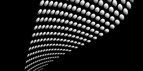 Wall Mural - Black and white Monochrome Halftone Pattern Background with Dotted Circles. Spiraling dots radiating from the center, evoking a sense of modern elegance. pattern metal grid background. Illustration.