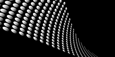 Wall Mural - Black and white Monochrome Halftone Pattern Background with Dotted Circles. Spiraling dots radiating from the center, evoking a sense of modern elegance. pattern metal grid background. Illustration.