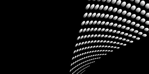 Wall Mural - Black and white Monochrome Halftone Pattern Background with Dotted Circles. Spiraling dots radiating from the center, evoking a sense of modern elegance. pattern metal grid background. Illustration.