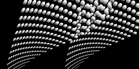 Wall Mural - Black and white Monochrome Halftone Pattern Background with Dotted Circles. Spiraling dots radiating from the center, evoking a sense of modern elegance. pattern metal grid background. Illustration.