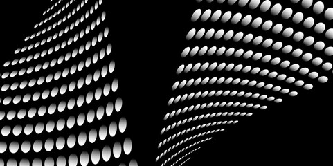 Wall Mural - Black and white Monochrome Halftone Pattern Background with Dotted Circles. Spiraling dots radiating from the center, evoking a sense of modern elegance. pattern metal grid background. Illustration.
