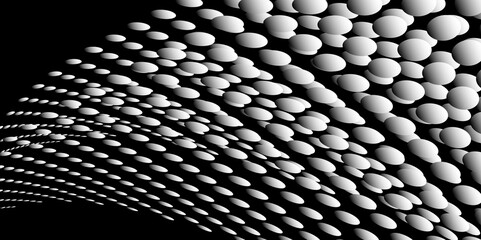 Wall Mural - Black and white Monochrome Halftone Pattern Background with Dotted Circles. Spiraling dots radiating from the center, evoking a sense of modern elegance. pattern metal grid background. Illustration.