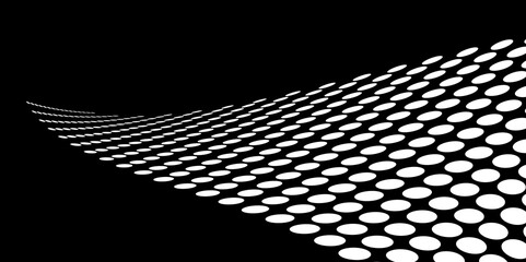 Wall Mural - Black and white Monochrome Halftone Pattern Background with Dotted Circles. Spiraling dots radiating from the center, evoking a sense of modern elegance. pattern metal grid background. Illustration.
