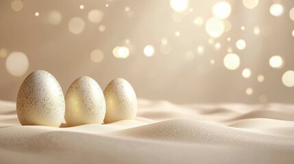 Wall Mural - Golden Accented Easter Eggs on Sand Dune Setting