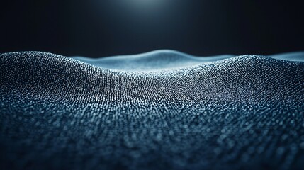 Abstract blue data landscape, digital wave background