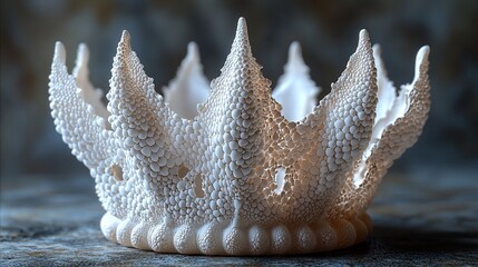 Crown-shaped ceramic art on dark surface