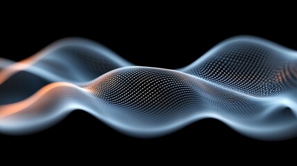 Abstract glowing wave, data flow, dark background, tech concept