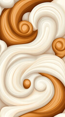 Canvas Print - Swirling abstract creamy textured pattern background with a chocolate mix use for design. Generative AI