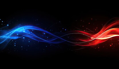 Wall Mural - abstract red blue light wave energy dark background design