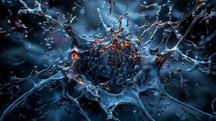 Poster - Silent shadows bursting into intricate forms within a dynamic water splash studio abstract close-up fluid motion