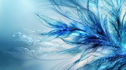 Leinwandbilder - Delicate blue lines flowing through ethereal space abstract art digital design tranquil environment close-up view