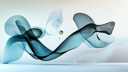 Wall Mural - a dynamic abstract wave pattern on a white background, creating a futuristic aesthetic.