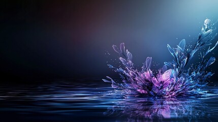 Leinwandbilder - Gentle water splash serene setting abstract art dark background close-up view fluid motion for visual impact