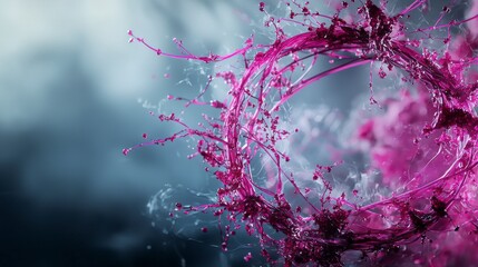 Aufkleber - Flowing magenta arcs encircle freefloating feelings abstract art digital design ethereal space close-up emotion