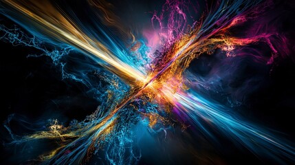 Aufkleber - Dynamic energy explosion abstract art digital artwork vivid colors aesthetic perspective visual concept