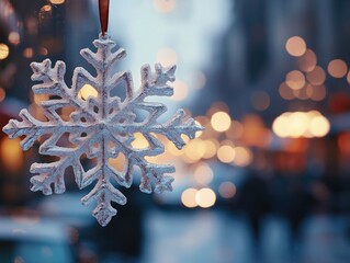 Wall Mural - snowflake on string close up