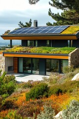 Canvas Print - House on Hill with Green Roof