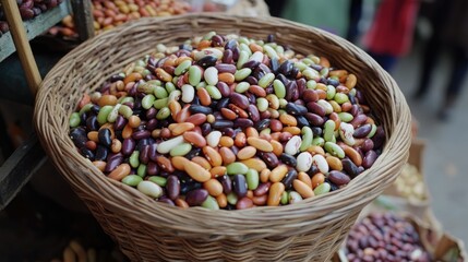 Canvas Print - Various Bean Varieties in Basket