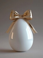 Poster - White Egg with Gold Bow