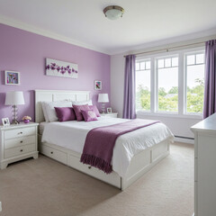 Combination of purple and white house interior paint