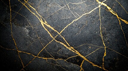 Canvas Print - Black marble gold veins texture background design