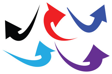 Wall Mural - single headed curve arrow icon vector. curve arrow set. collection different shape and size multi co