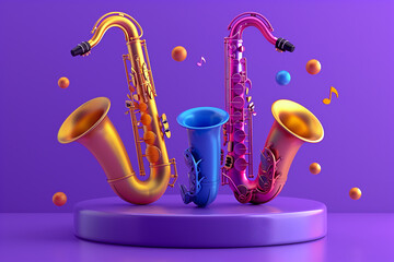 Colorful and abstract picture of musical instruments