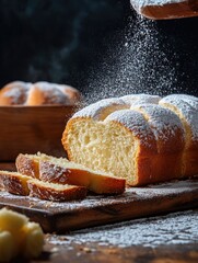 Wall Mural - Sprinkling powdered sugar on bread