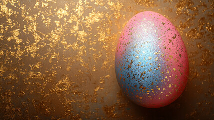 Wall Mural - Pink easter eggs on gold background. Easter card.