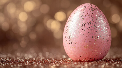 Wall Mural - Pink easter eggs on glowing background. Easter card.