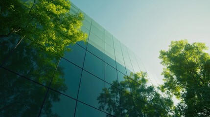 Poster - Glass tower with tree-lined approach