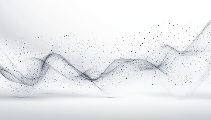 Wall Mural - abstract grey wave particles flowing, white background, digital art, website banner