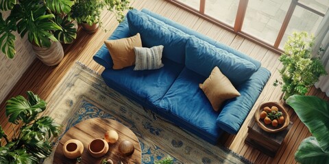 Poster - Blue Couch Living Room