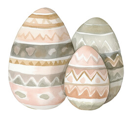 Wall Mural - PNG Easter eggs illustration watercolor colors.