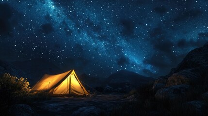 Wall Mural - mountain tent nighttime