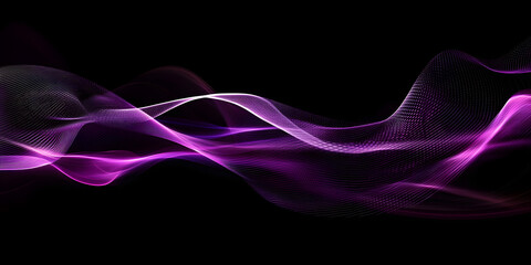 Wall Mural - abstract purple wave on a black background. neon translucent wave. transfusion of light. abstract ba